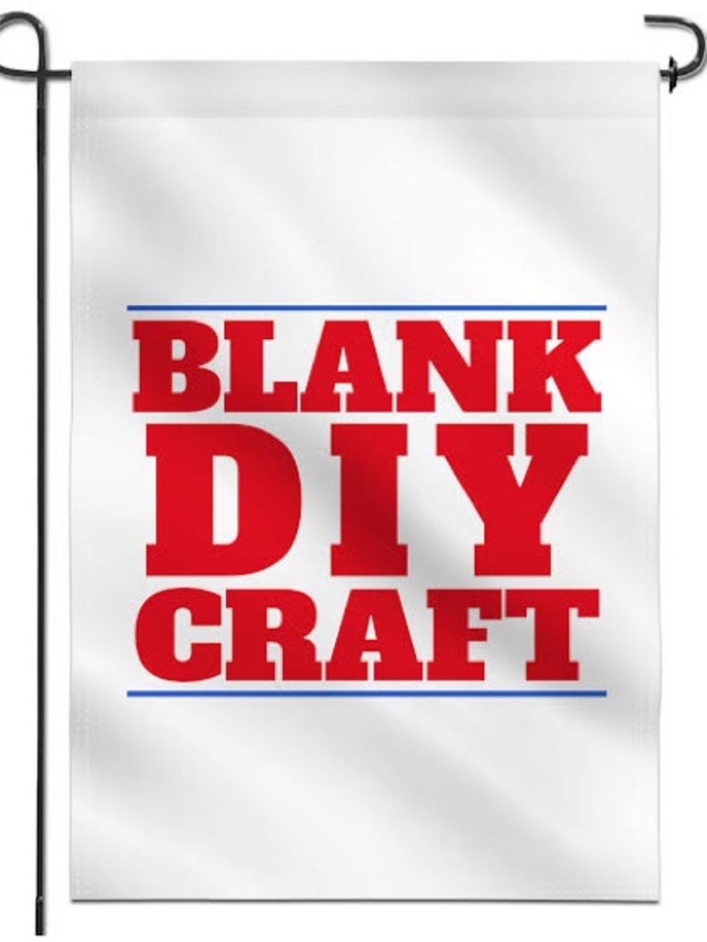 Blank DIY Craft Garden Flag - White with Red Text